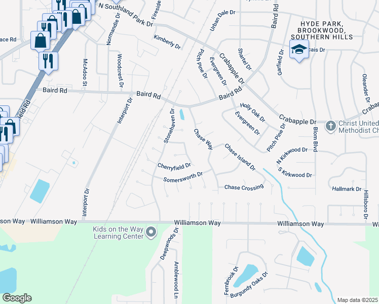 map of restaurants, bars, coffee shops, grocery stores, and more near 9711 Windbrooke Drive in Shreveport