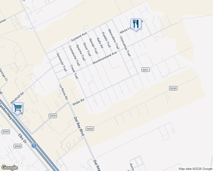 map of restaurants, bars, coffee shops, grocery stores, and more near 2004 Webb Road in Las Cruces