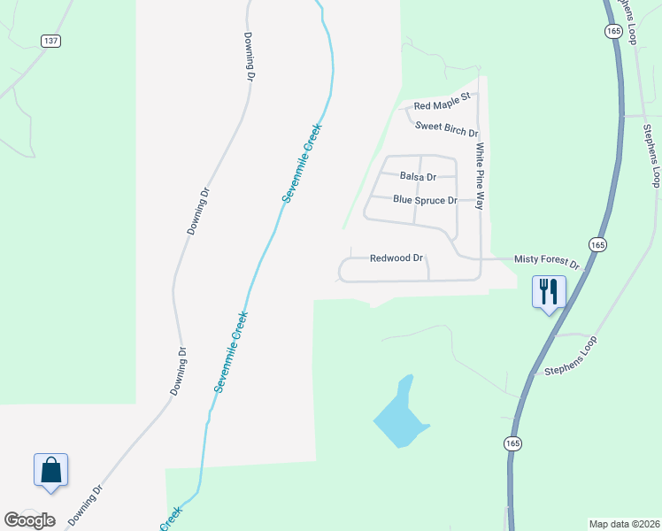 map of restaurants, bars, coffee shops, grocery stores, and more near 40 Redwood Drive in Phenix City