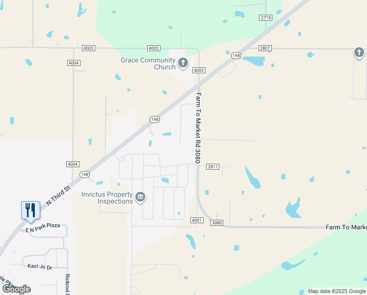 map of restaurants, bars, coffee shops, grocery stores, and more near 1033 Baker in Mabank