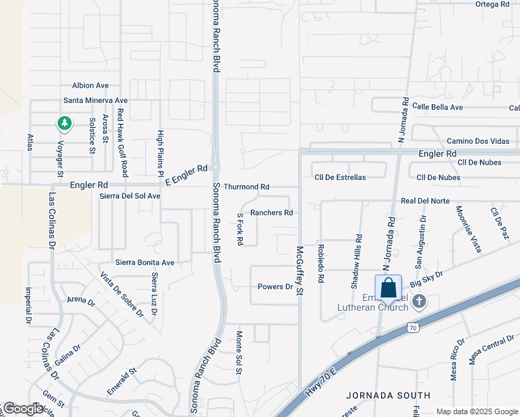 map of restaurants, bars, coffee shops, grocery stores, and more near 4909 South Fork Road in Las Cruces