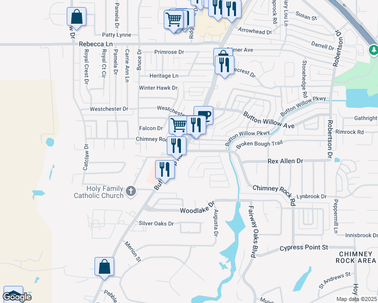 map of restaurants, bars, coffee shops, grocery stores, and more near 3264 Chimney Rock Road in Abilene