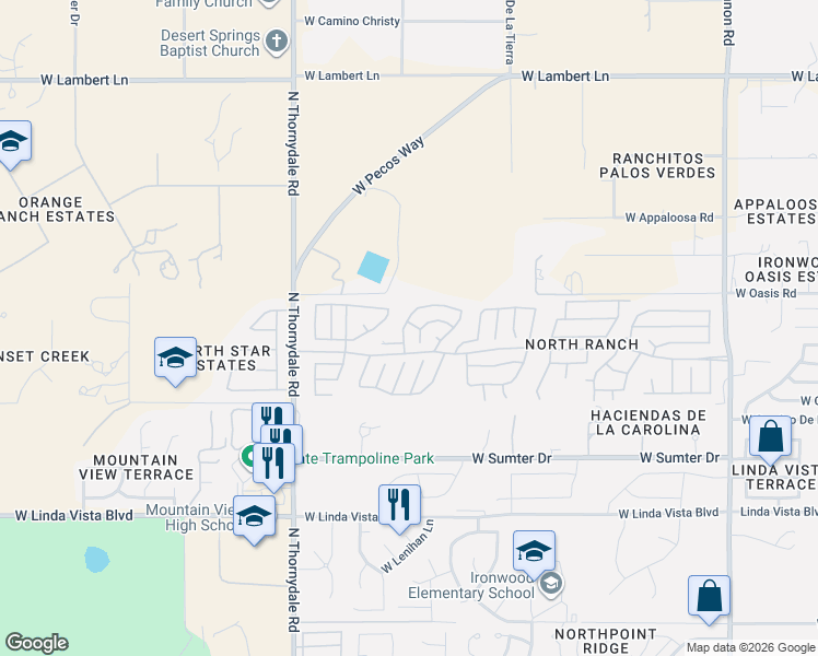 map of restaurants, bars, coffee shops, grocery stores, and more near 9907 North Woodstone Trail in Tucson
