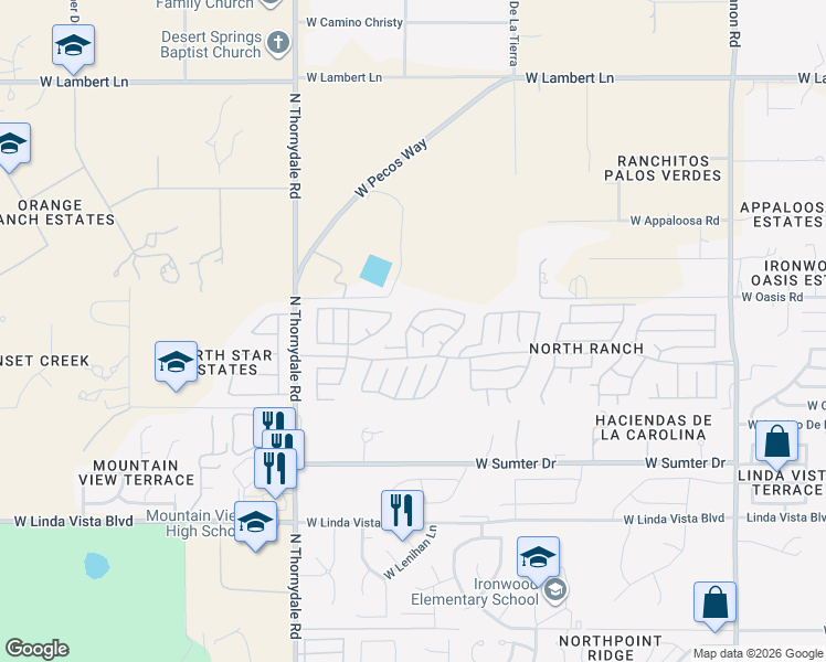 map of restaurants, bars, coffee shops, grocery stores, and more near 9907 North Woodstone Trail in Tucson