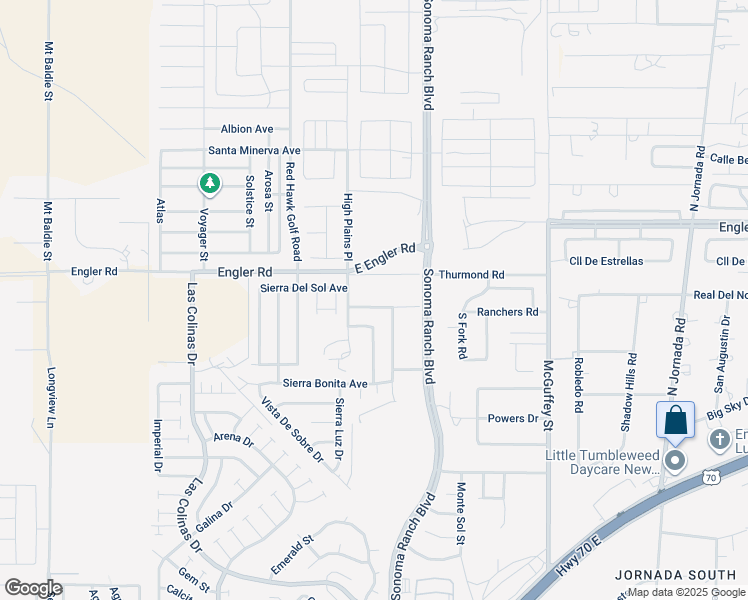 map of restaurants, bars, coffee shops, grocery stores, and more near 3671 Vista Belleza Avenue in Las Cruces
