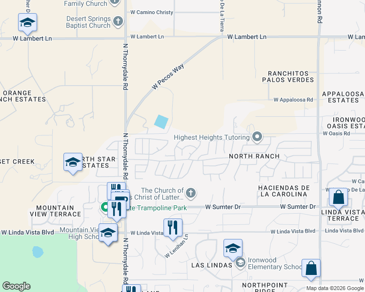 map of restaurants, bars, coffee shops, grocery stores, and more near 9907 North Woodstone Trail in Tucson