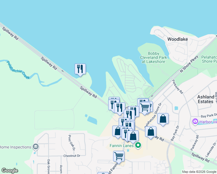 map of restaurants, bars, coffee shops, grocery stores, and more near 25 Savannah Circle in Brandon