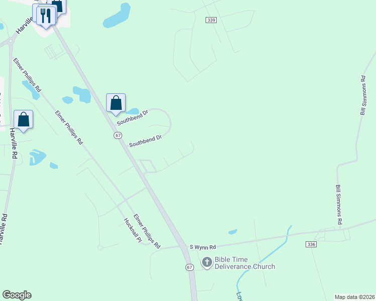 map of restaurants, bars, coffee shops, grocery stores, and more near 251 Sawgrass Trail in Statesboro