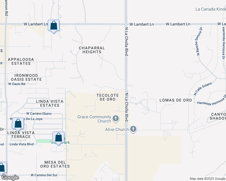 map of restaurants, bars, coffee shops, grocery stores, and more near 9971 North Rabwa Place in Tucson