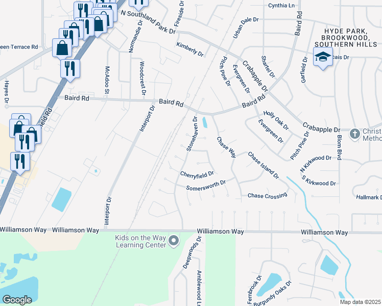 map of restaurants, bars, coffee shops, grocery stores, and more near 2411 Prestwick Drive in Shreveport