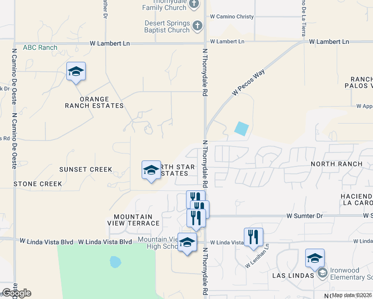 map of restaurants, bars, coffee shops, grocery stores, and more near 3824 West Argo Street in Tucson