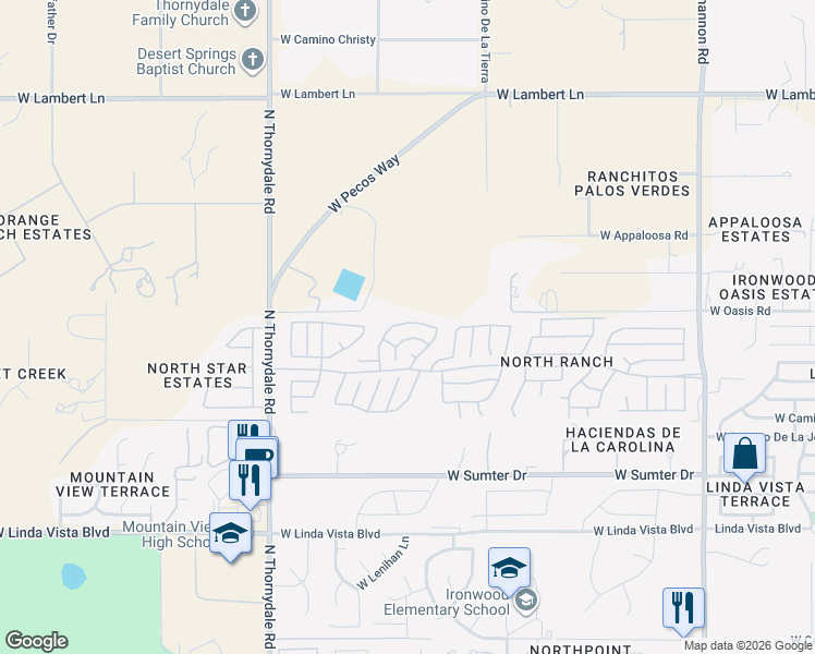 map of restaurants, bars, coffee shops, grocery stores, and more near 3552 West Sky Ridge Loop in Tucson