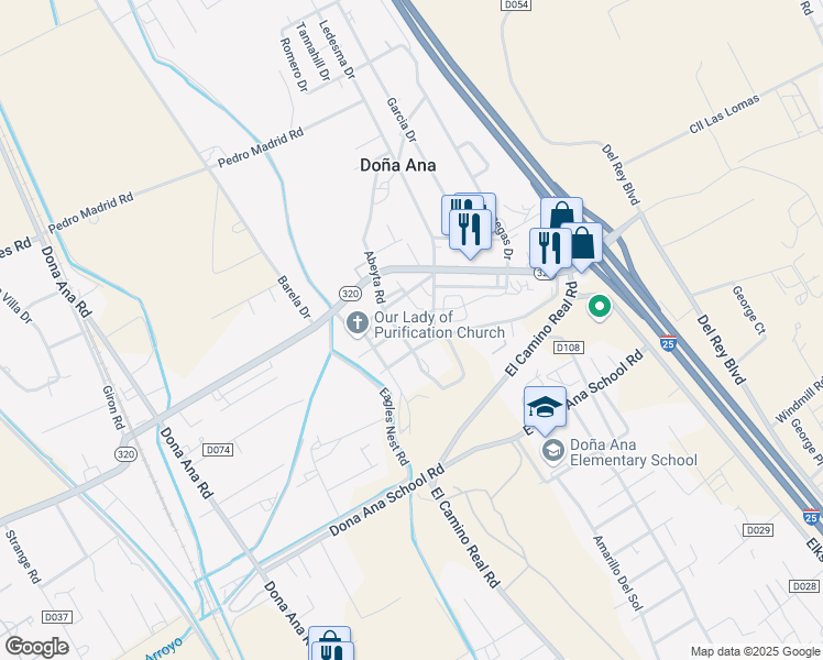 map of restaurants, bars, coffee shops, grocery stores, and more near in Doña Ana