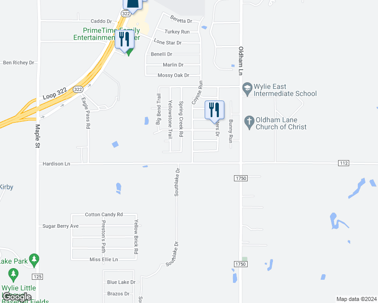 map of restaurants, bars, coffee shops, grocery stores, and more near 5166 Coyote Run in Abilene