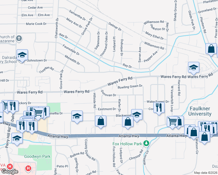 map of restaurants, bars, coffee shops, grocery stores, and more near 4355-4367 Wares Ferry Road in Montgomery