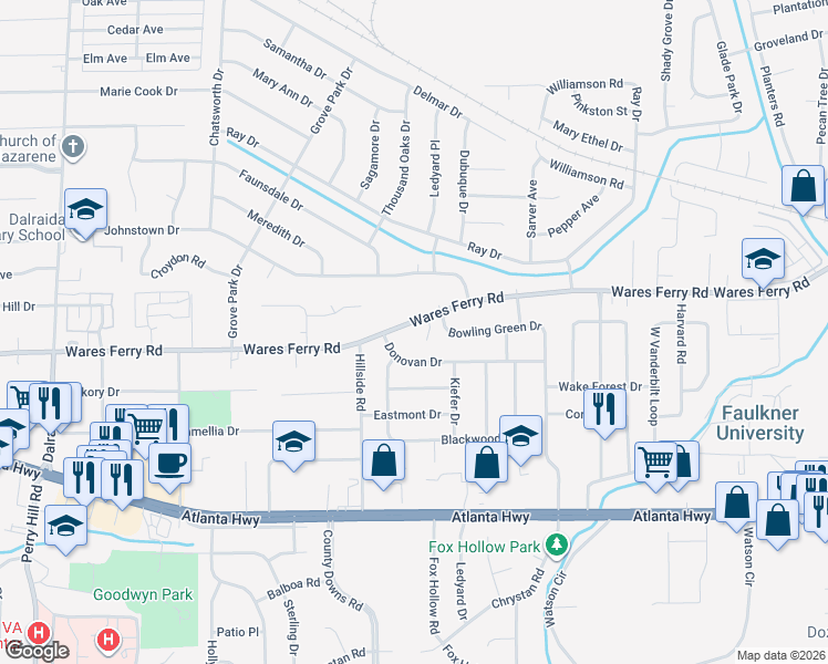 map of restaurants, bars, coffee shops, grocery stores, and more near 4355-4367 Wares Ferry Road in Montgomery