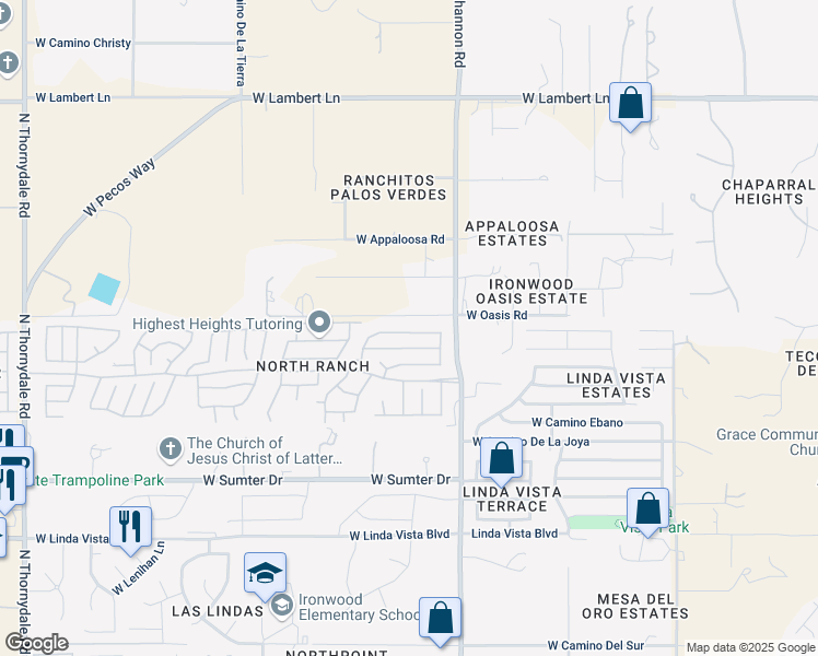 map of restaurants, bars, coffee shops, grocery stores, and more near 2986 West Sky Ranch Trail in Tucson