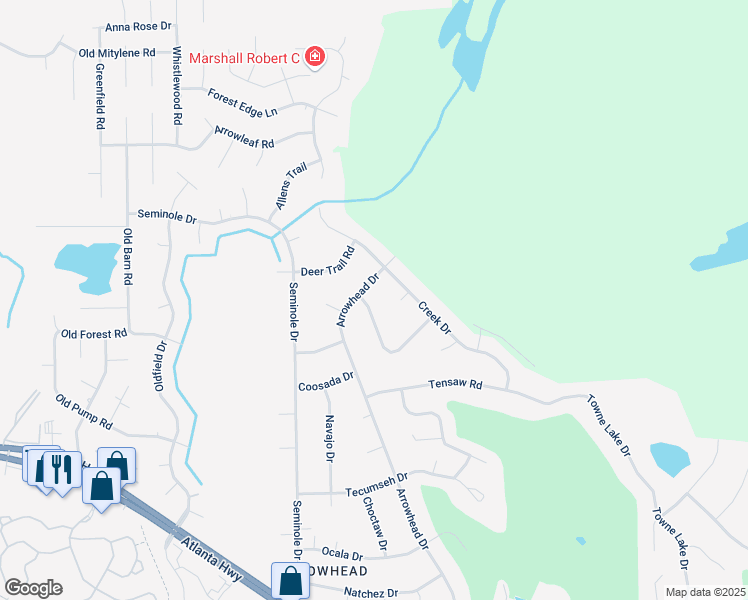 map of restaurants, bars, coffee shops, grocery stores, and more near 81 Iroquois Court in Montgomery