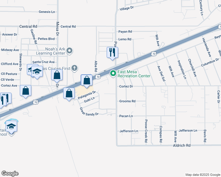 map of restaurants, bars, coffee shops, grocery stores, and more near 4985 Porter Dr in Las Cruces