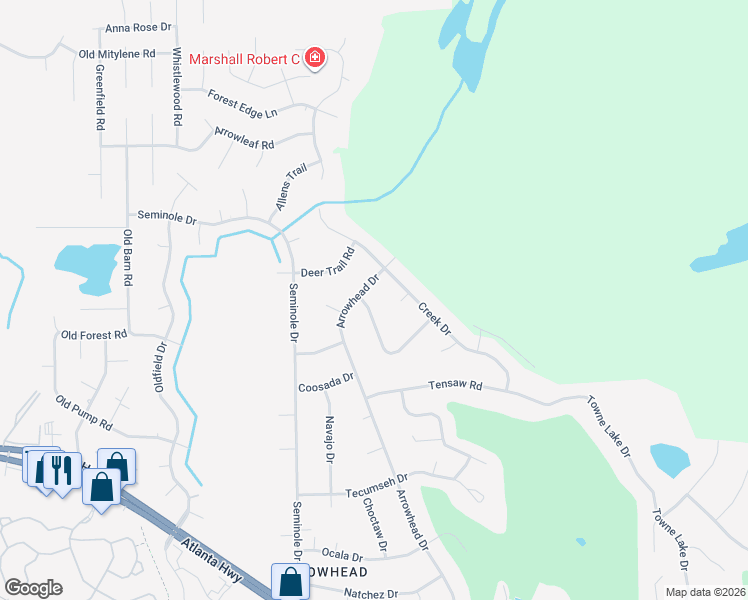map of restaurants, bars, coffee shops, grocery stores, and more near 81 Iroquois Court in Montgomery