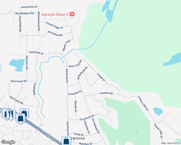 map of restaurants, bars, coffee shops, grocery stores, and more near 81 Iroquois Court in Montgomery