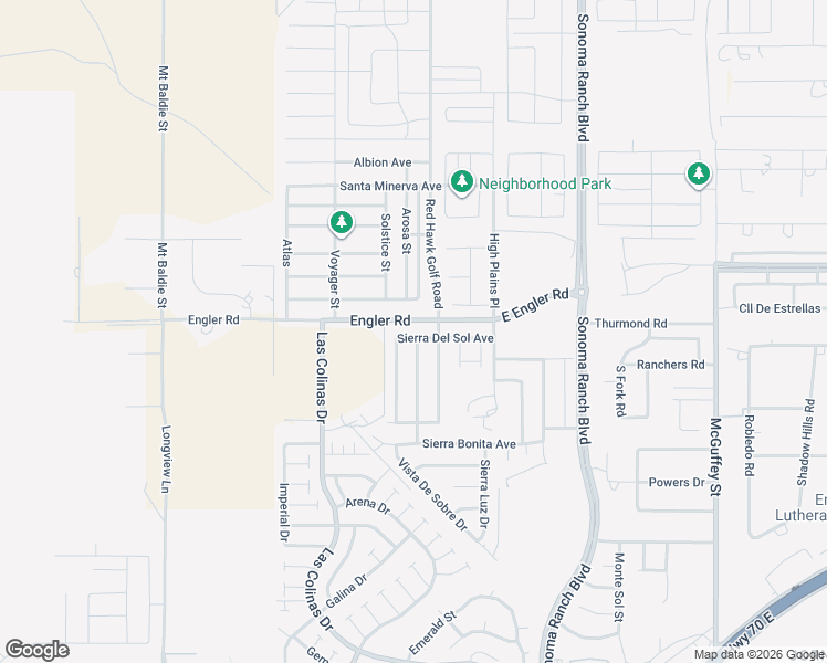 map of restaurants, bars, coffee shops, grocery stores, and more near 3539 Sierra Del Sol Avenue in Las Cruces