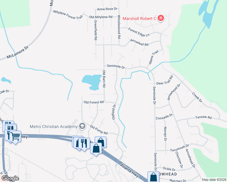 map of restaurants, bars, coffee shops, grocery stores, and more near 231 Oldfield Place in Montgomery
