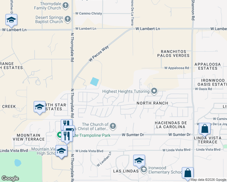 map of restaurants, bars, coffee shops, grocery stores, and more near 3516 West Sky Ridge Loop in Tucson