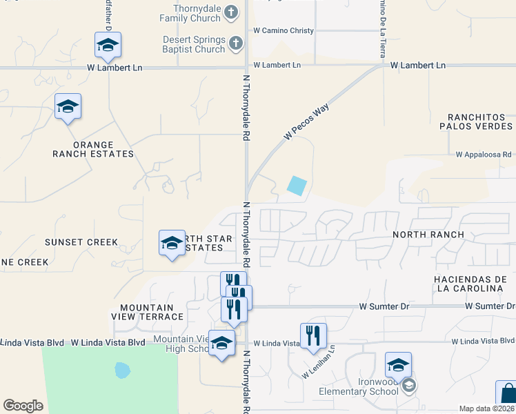 map of restaurants, bars, coffee shops, grocery stores, and more near 3780 West Mesa Ridge Trail in Tucson