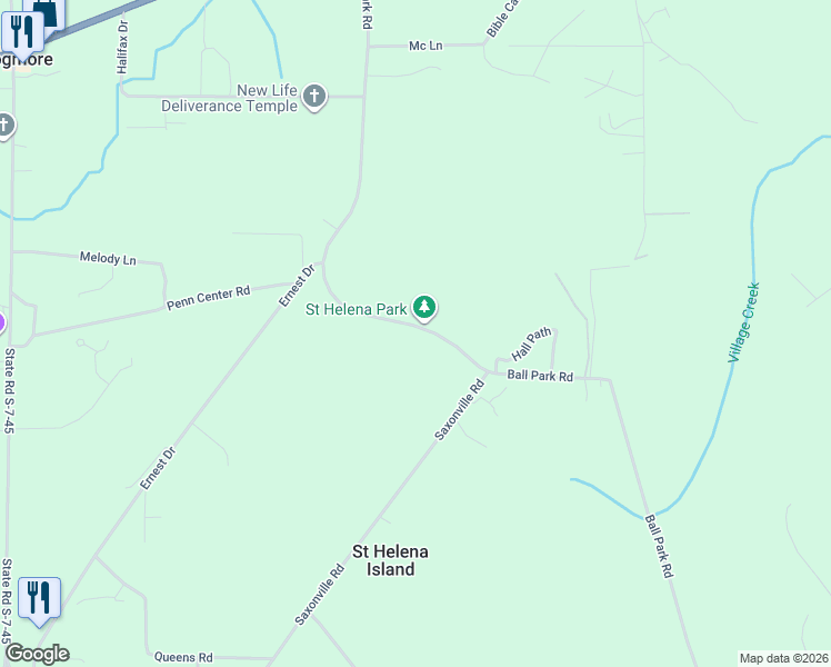 map of restaurants, bars, coffee shops, grocery stores, and more near 167 Ball Park Road in Saint Helena Island