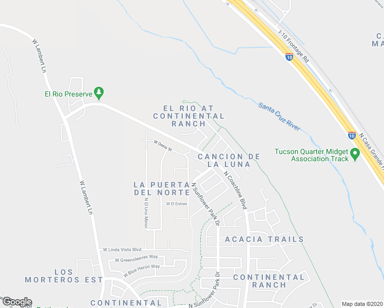 map of restaurants, bars, coffee shops, grocery stores, and more near 9990 North Scarlet Ranges Lane in Tucson