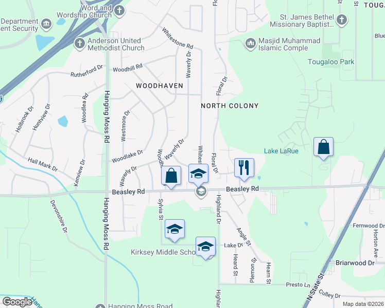 map of restaurants, bars, coffee shops, grocery stores, and more near 5953 Whitestone Court in Jackson