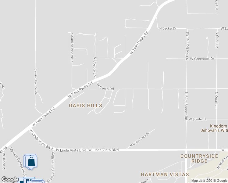 map of restaurants, bars, coffee shops, grocery stores, and more near 9984 North Niobrara Way in Tucson