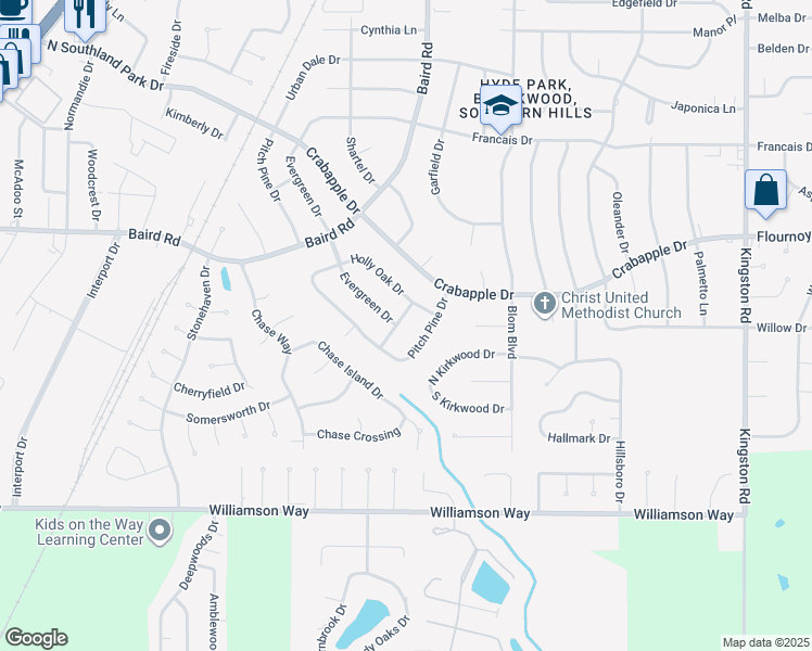 map of restaurants, bars, coffee shops, grocery stores, and more near 9520 Pitch Pine Drive in Shreveport