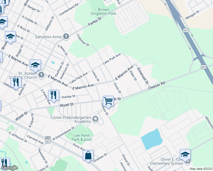 map of restaurants, bars, coffee shops, grocery stores, and more near 1208 East Marvin Avenue in Waxahachie