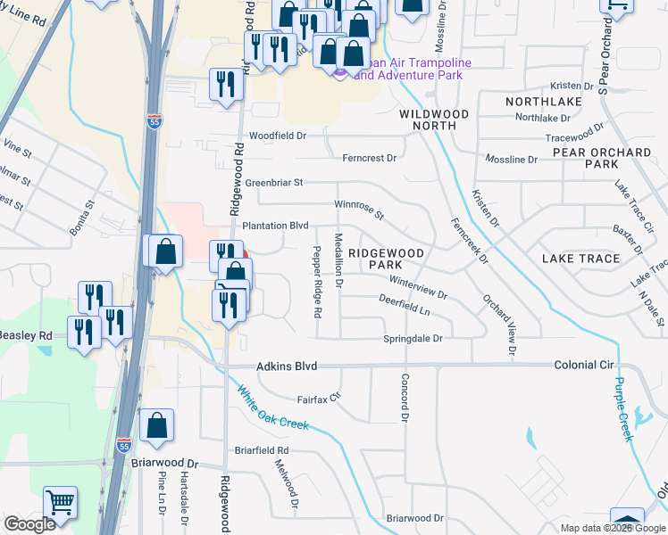 map of restaurants, bars, coffee shops, grocery stores, and more near 5819 Medallion Drive in Jackson