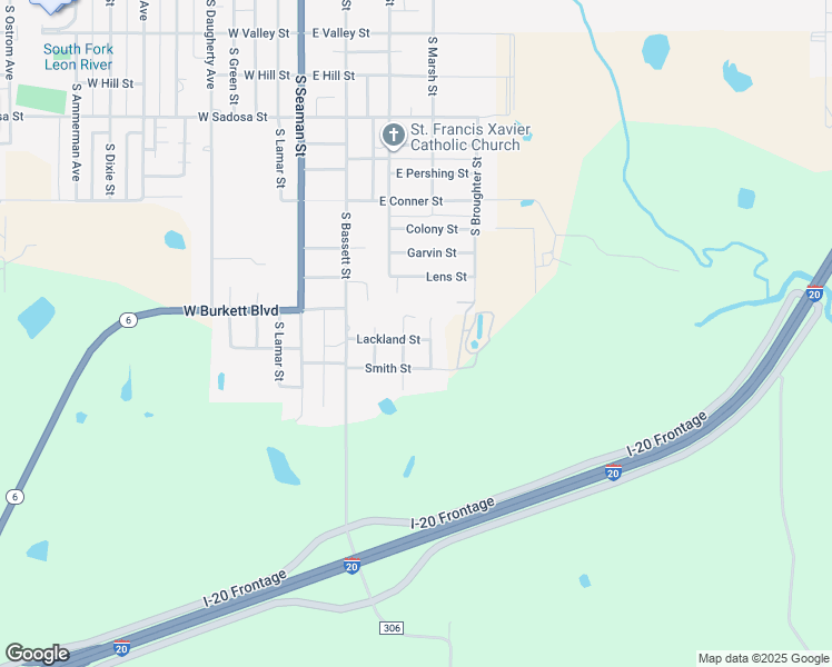 map of restaurants, bars, coffee shops, grocery stores, and more near 1300 Slay Street in Eastland