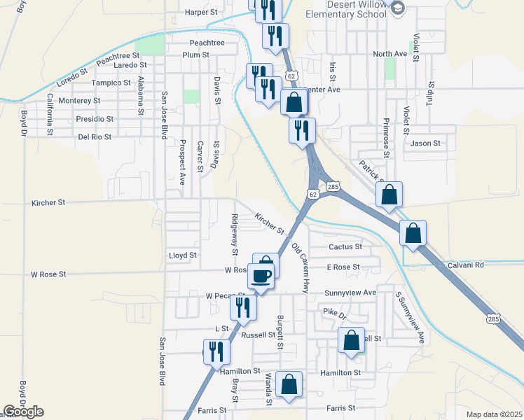 map of restaurants, bars, coffee shops, grocery stores, and more near 120 Kircher Street in Carlsbad