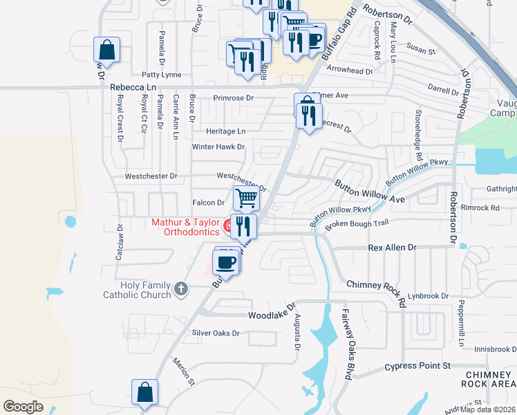 map of restaurants, bars, coffee shops, grocery stores, and more near 5152 Buffalo Gap Road in Abilene