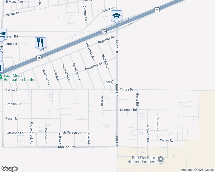 map of restaurants, bars, coffee shops, grocery stores, and more near 7000 Cortez Dr in Las Cruces