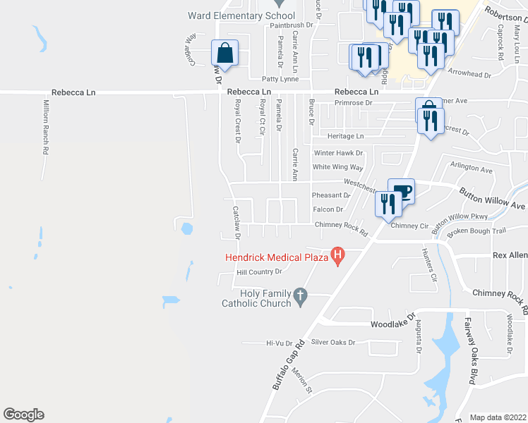 map of restaurants, bars, coffee shops, grocery stores, and more near 4842 Musgrave Trail in Abilene