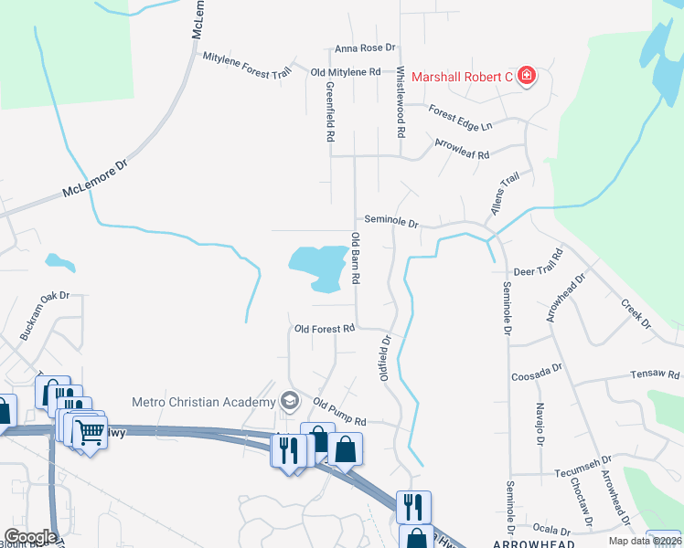 map of restaurants, bars, coffee shops, grocery stores, and more near 7337 Lakeside Ct in Montgomery