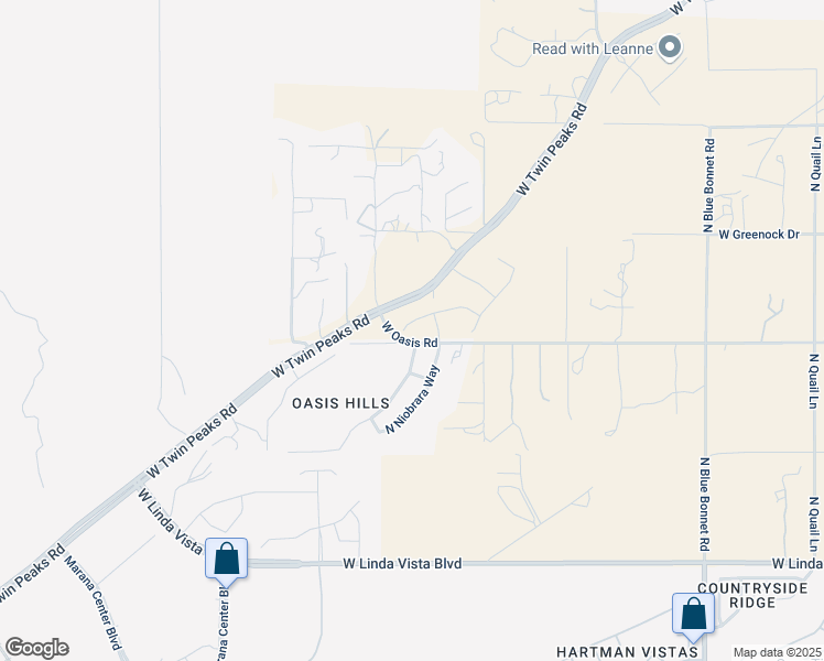 map of restaurants, bars, coffee shops, grocery stores, and more near 9976 North Crook Lane in Tucson