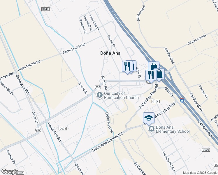 map of restaurants, bars, coffee shops, grocery stores, and more near 100-206 Thorpe Road in Las Cruces
