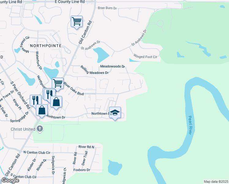 map of restaurants, bars, coffee shops, grocery stores, and more near 32-AB Northtown Road in Jackson