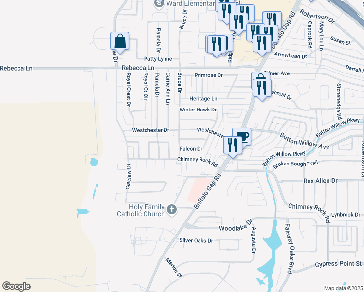 map of restaurants, bars, coffee shops, grocery stores, and more near 3274 Pheasant Drive in Abilene
