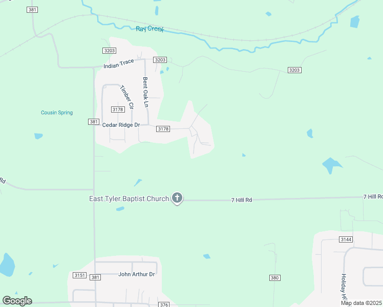 map of restaurants, bars, coffee shops, grocery stores, and more near 9153 Cedar Ridge Drive in Tyler
