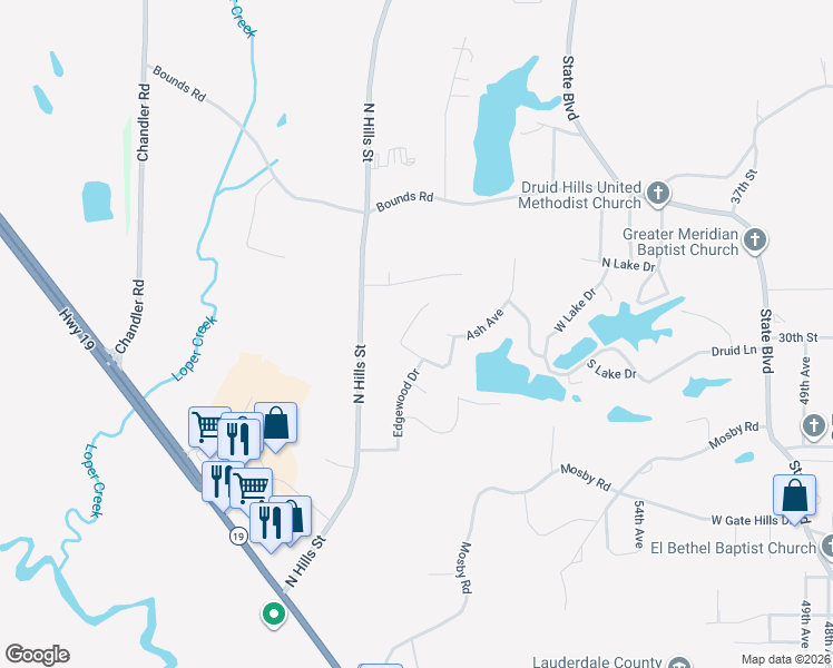 map of restaurants, bars, coffee shops, grocery stores, and more near 3017 Willow Drive in Meridian