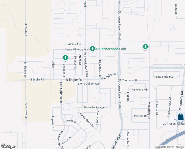 map of restaurants, bars, coffee shops, grocery stores, and more near 3715 Santa Flora Court in Las Cruces