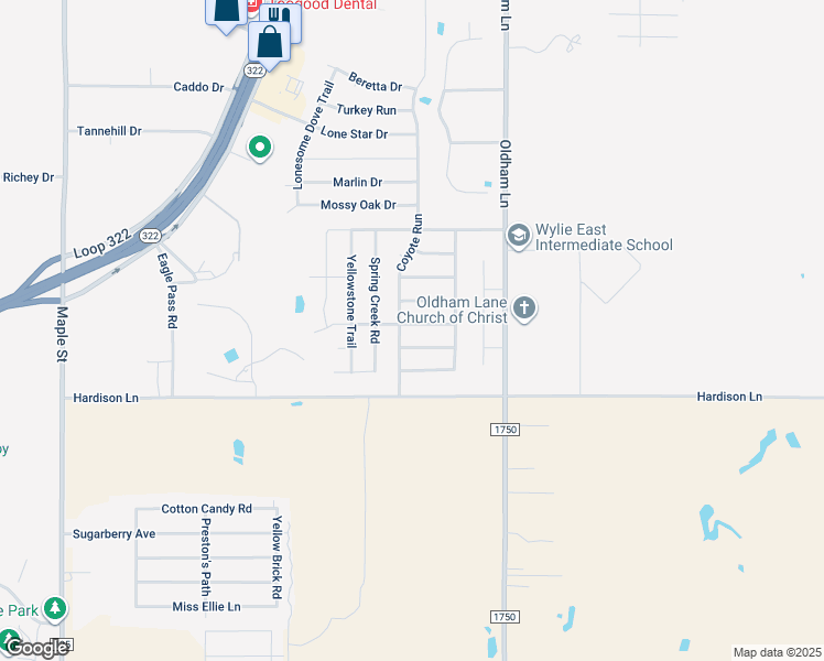 map of restaurants, bars, coffee shops, grocery stores, and more near 809 Running Water Trail in Abilene